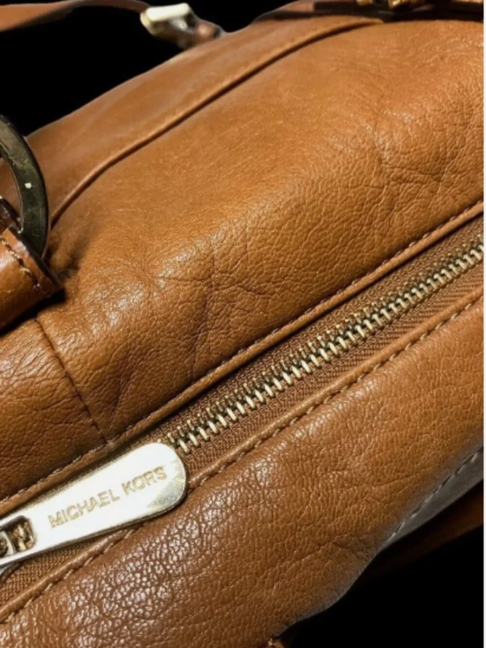 MICHAEL KORS BEDFORD COGNAC LEATHER SHOULDER BAG